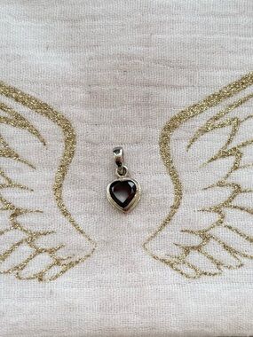 Heart-Shaped Garnet Pendant in Sterling Silver